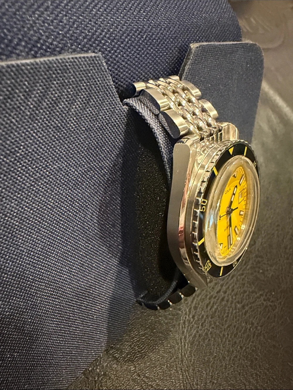 DOXA Watch Sub 200 Divingstar 42mm Yellow Dial on Beads of Rice Bracelet